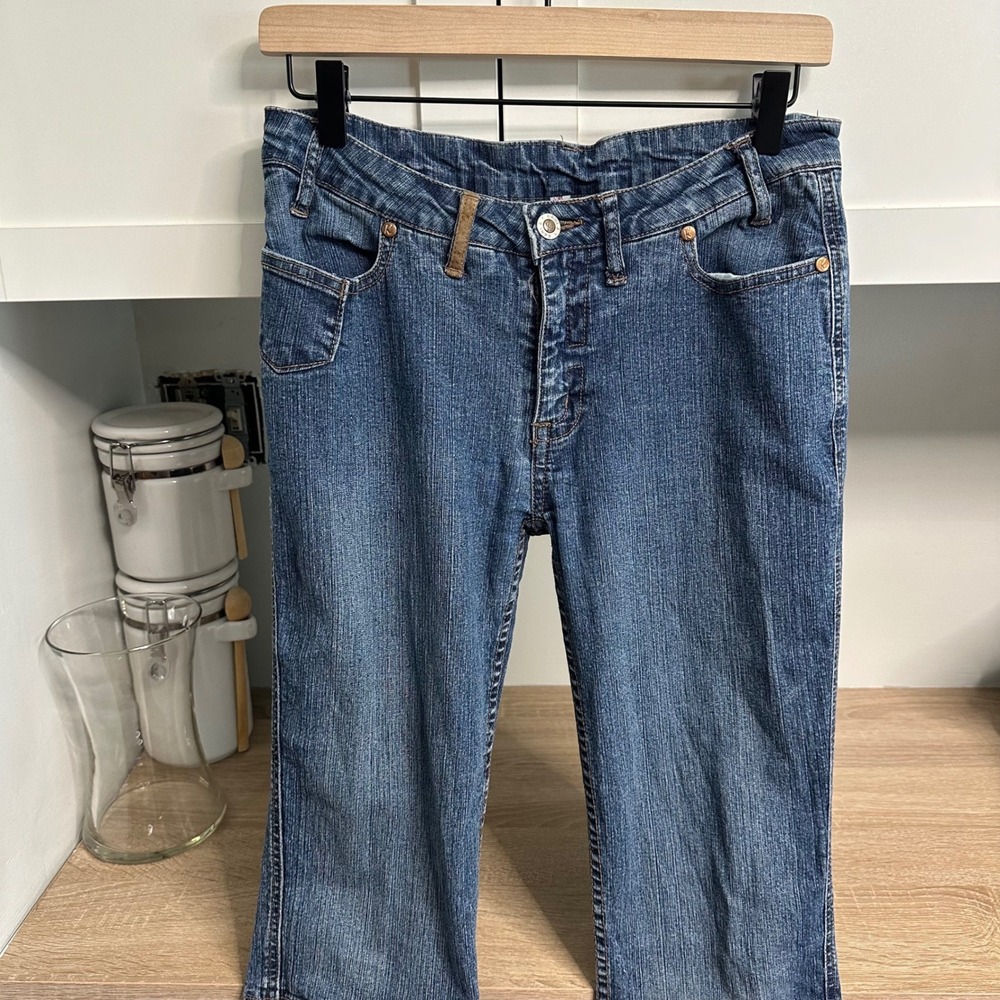 Vintage Y2K Karl Kani Flare Jeans Womens 28 Blue Knee Pocket Utility Streetwear - Picture 3 of 16